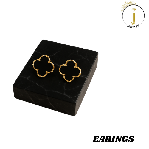 Elegant Golden Clover Studs